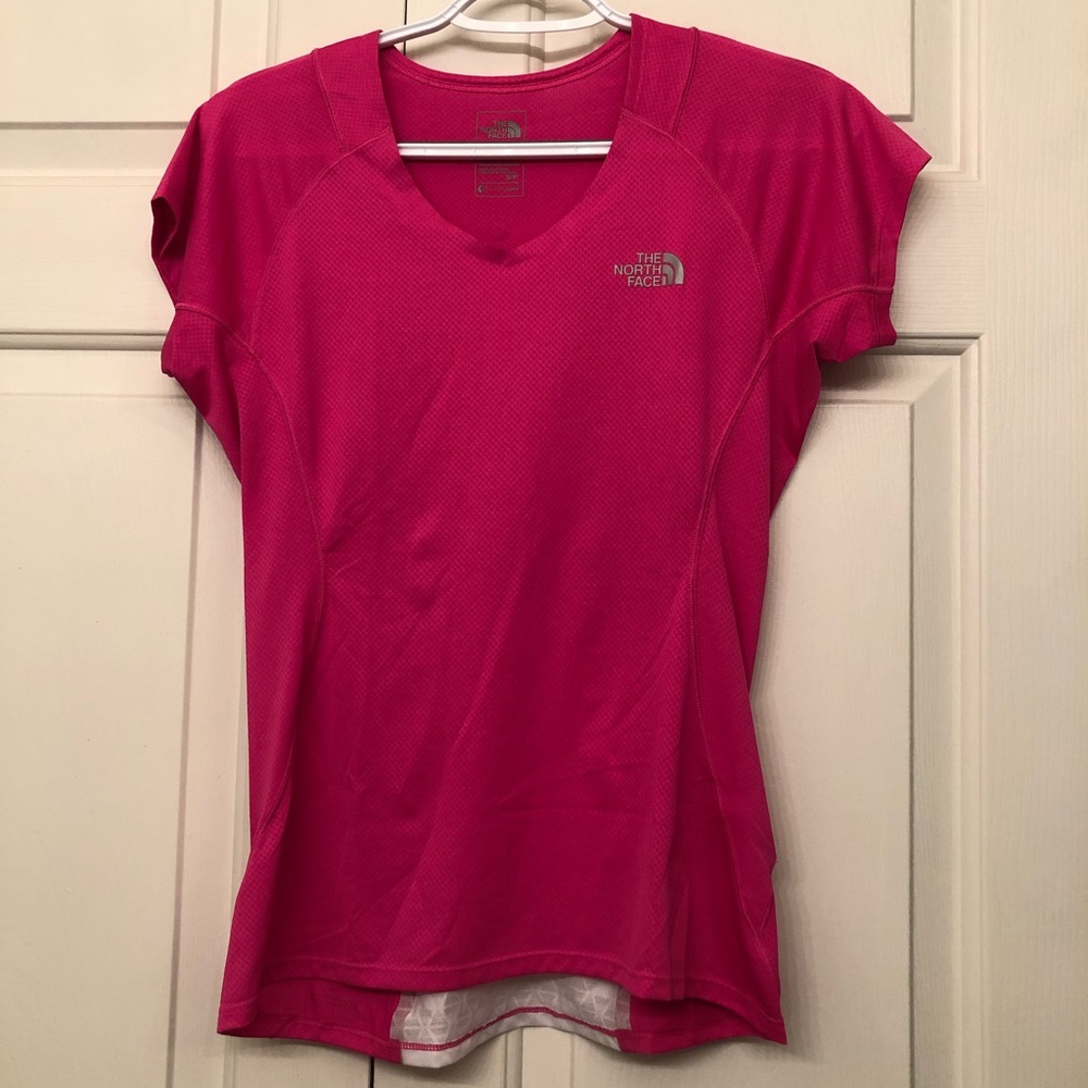 The North Face pink v-neck shirt